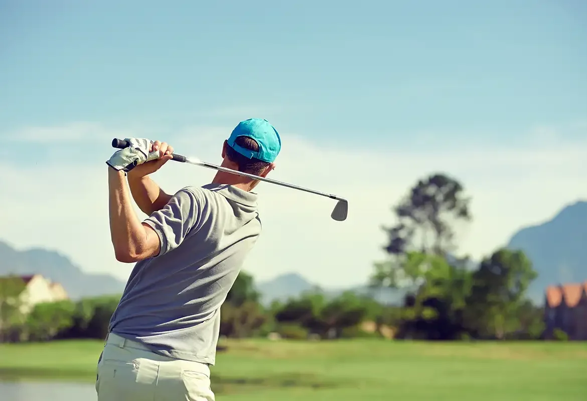 Golfer taking a swing